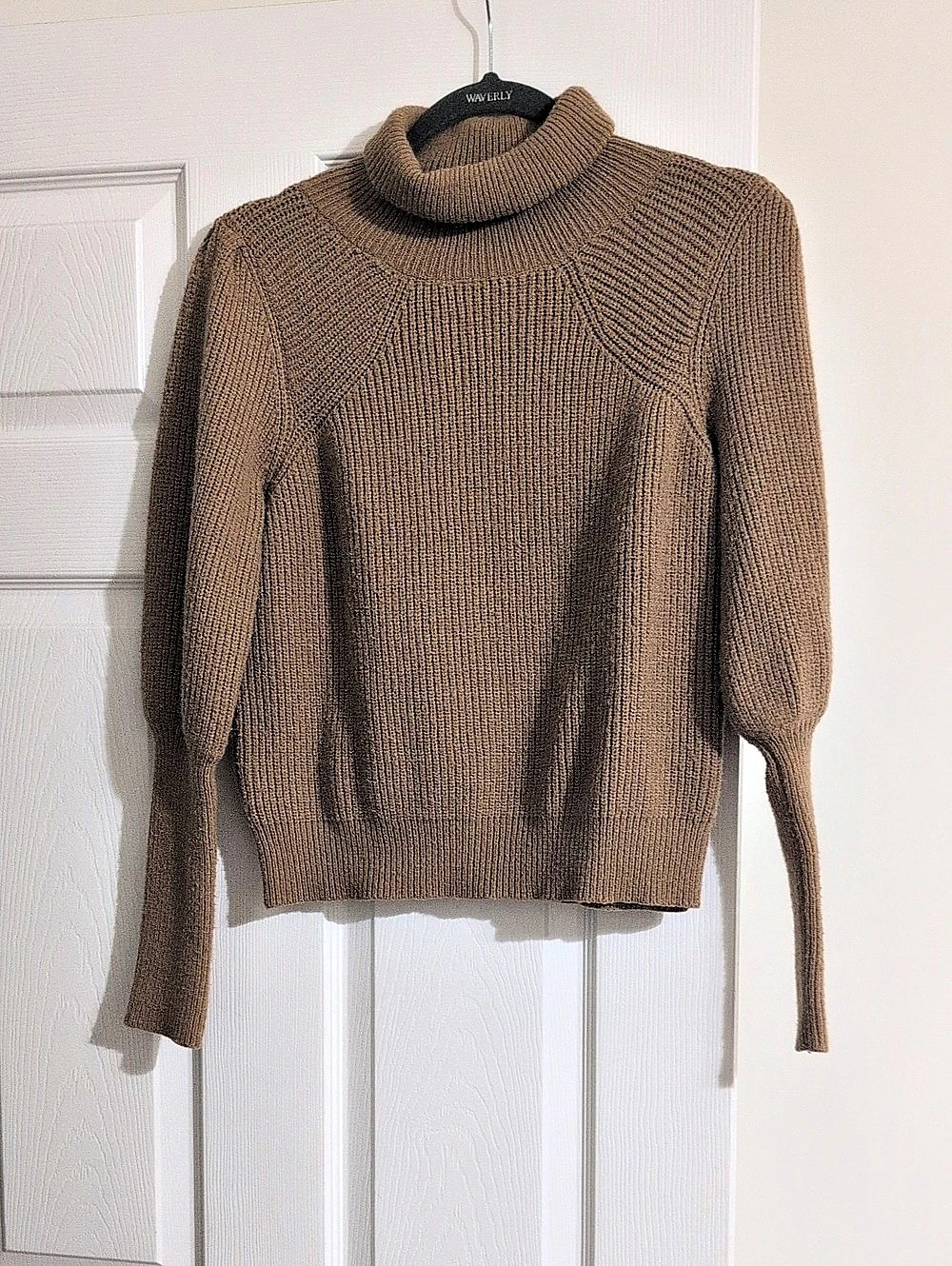 SHEIN Turtleneck Ribbed Knit Sweater Brown Large
